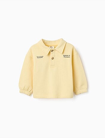 Sweat en coton avec col polo et imprimé