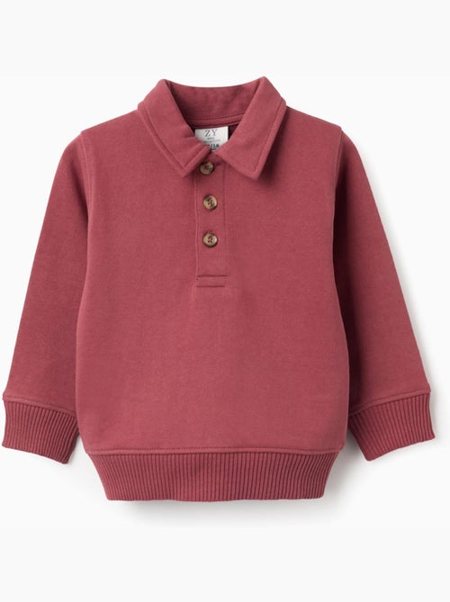 Sweat en coton avec col polo - Kiabi