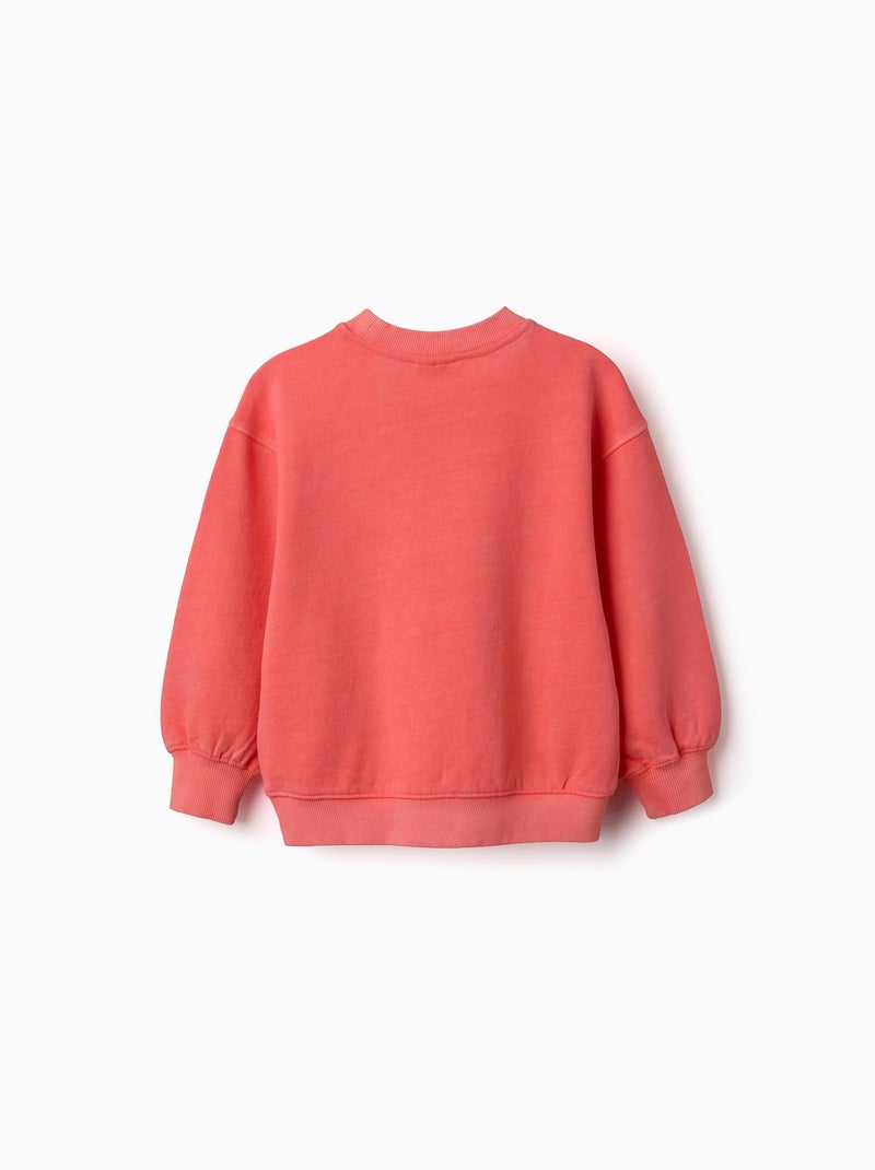 Sweat en coton avec épaules tombantes Orange corail - Kiabi