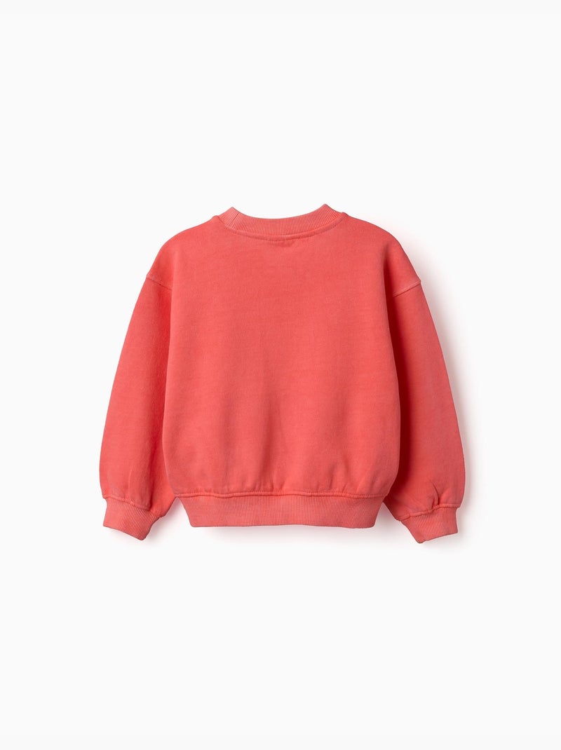 Sweat en coton avec épaules tombantes Orange corail - Kiabi