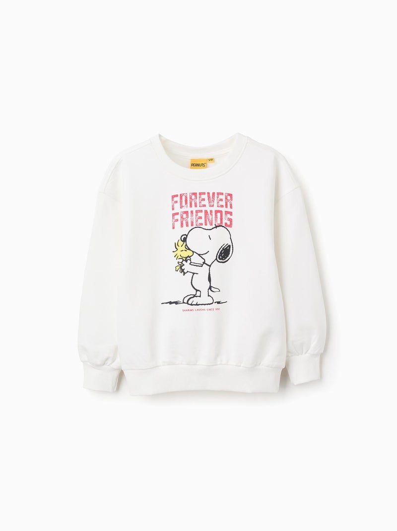 Sweat en Coton avec Épaules Tombantes Snoopy Beige clair - Kiabi