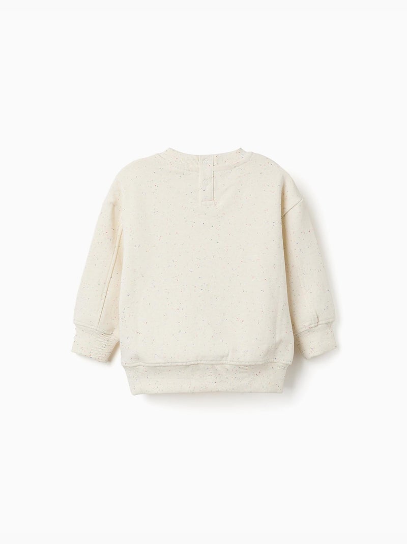 Sweat en coton avec fils colorés Blanc - Kiabi