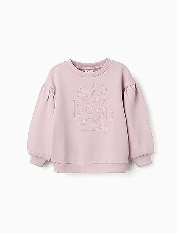 Sweat en coton avec fleurs brodées