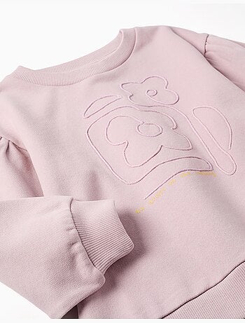 Sweat en coton avec fleurs brodées
