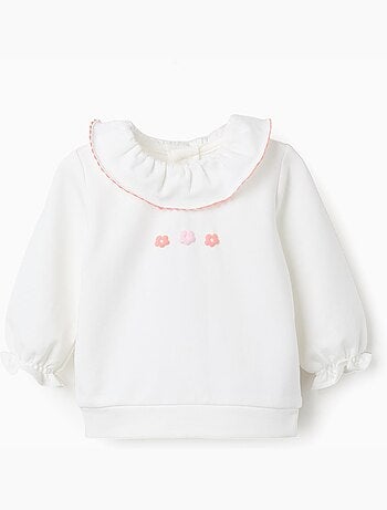 Sweat en coton avec fleurs en relief