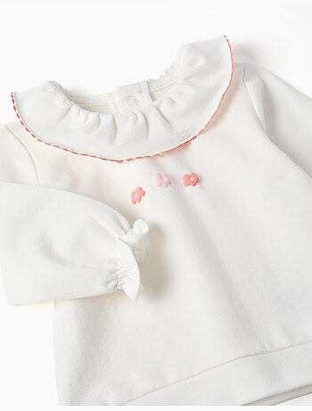 Sweat en coton avec fleurs en relief