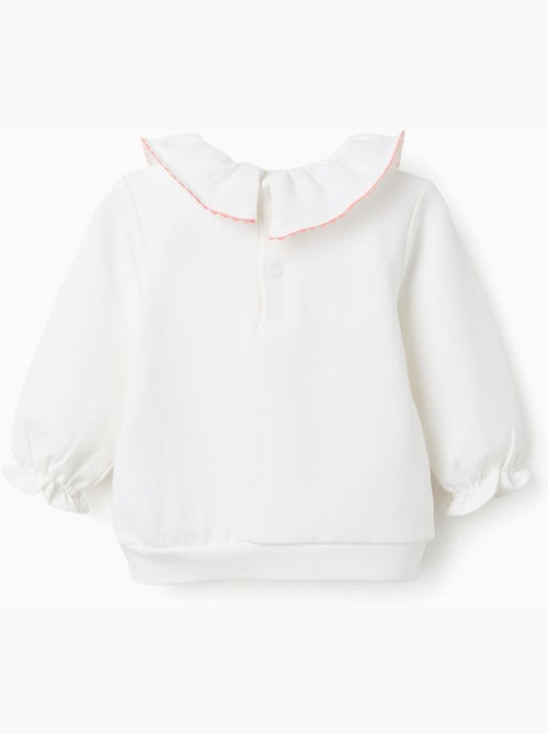 Sweat en coton avec fleurs en relief - Kiabi