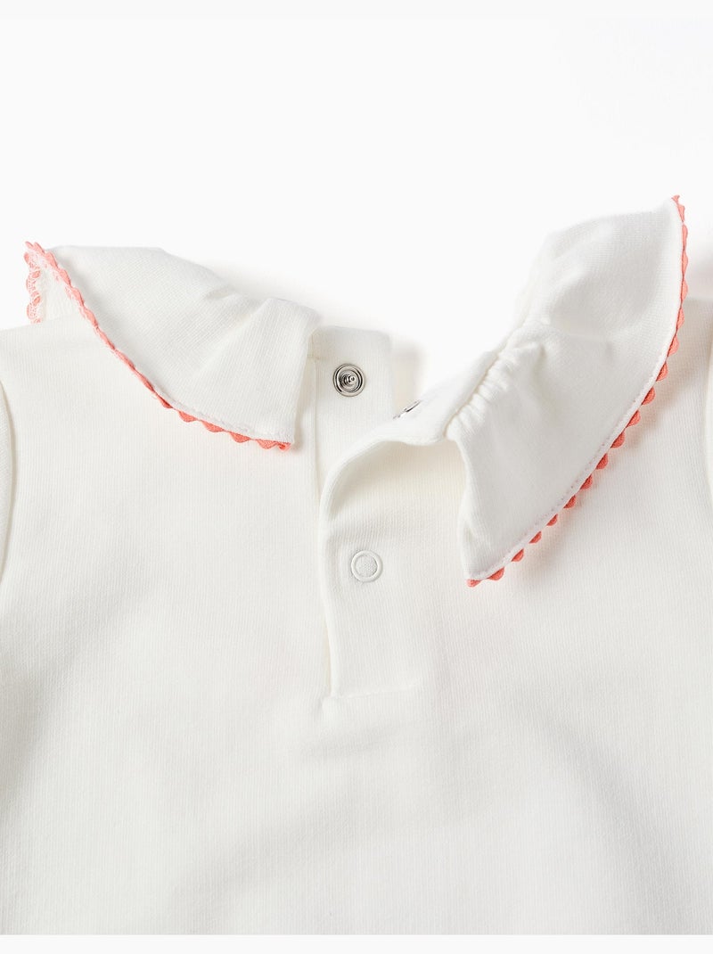 Sweat en coton avec fleurs en relief Blanc - Kiabi