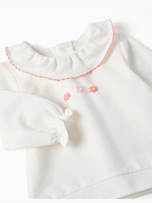 Sweat en coton avec fleurs en relief - Kiabi