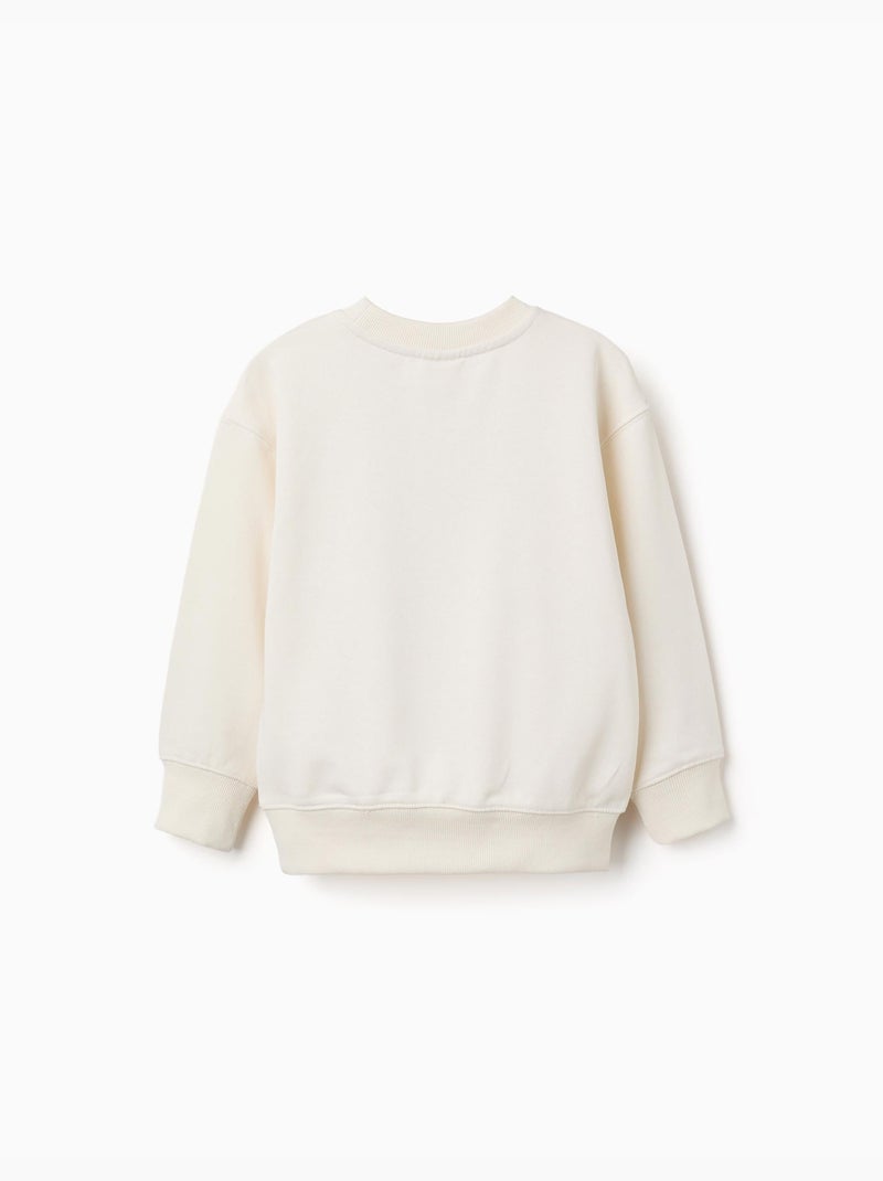 Sweat en coton avec imprimé abstrait Blanc - Kiabi