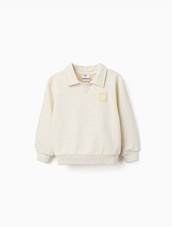 Sweat en coton avec imprimé cœur en relief