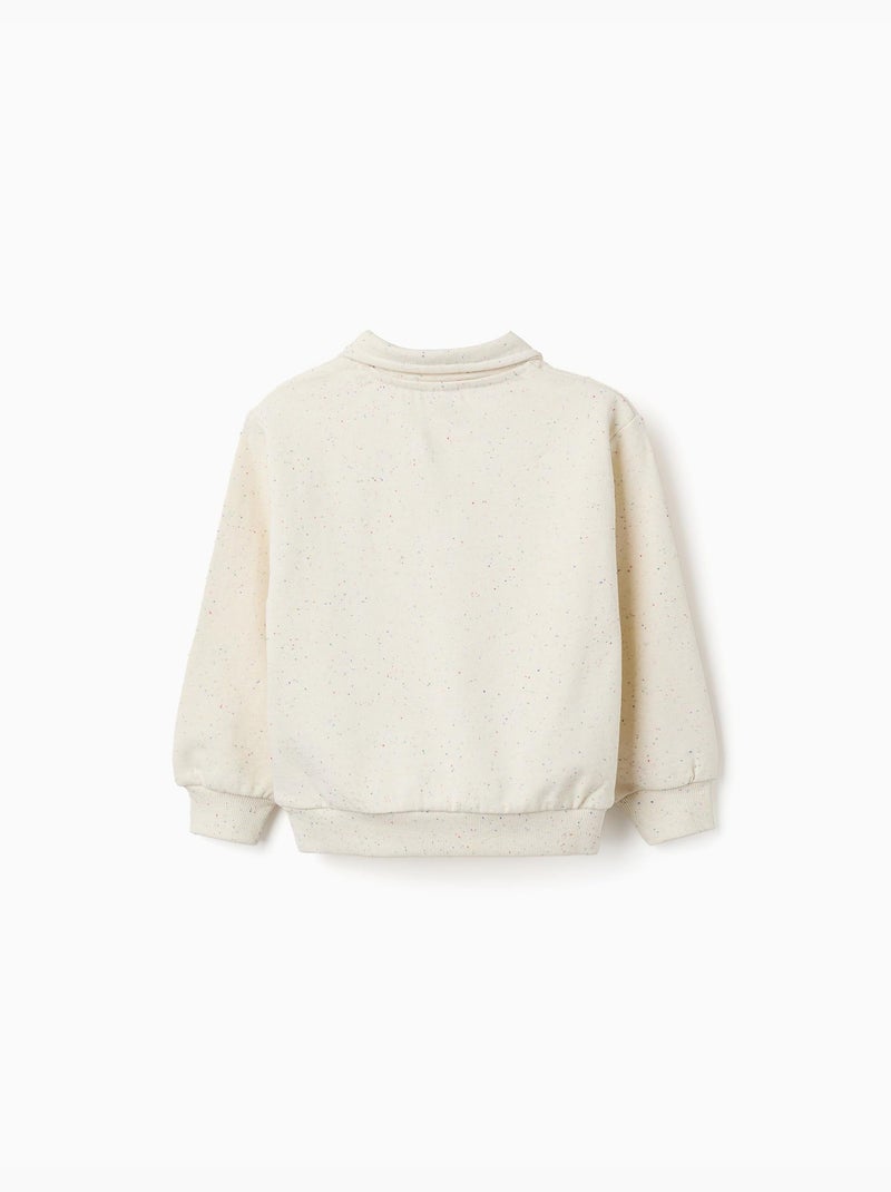 Sweat en coton avec imprimé cœur en relief Blanc - Kiabi