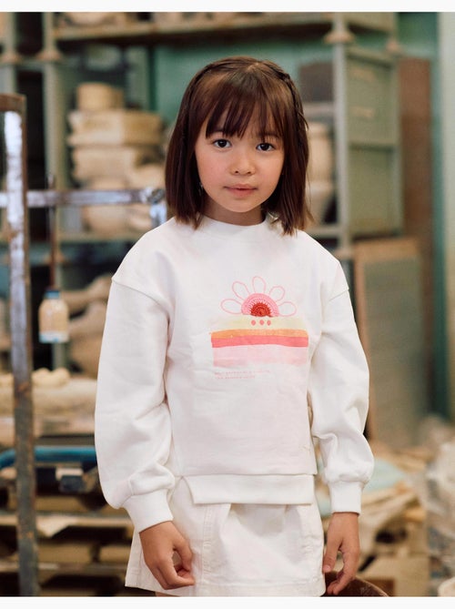 Sweat en coton avec imprimé coucher de soleil à l'avant - Kiabi