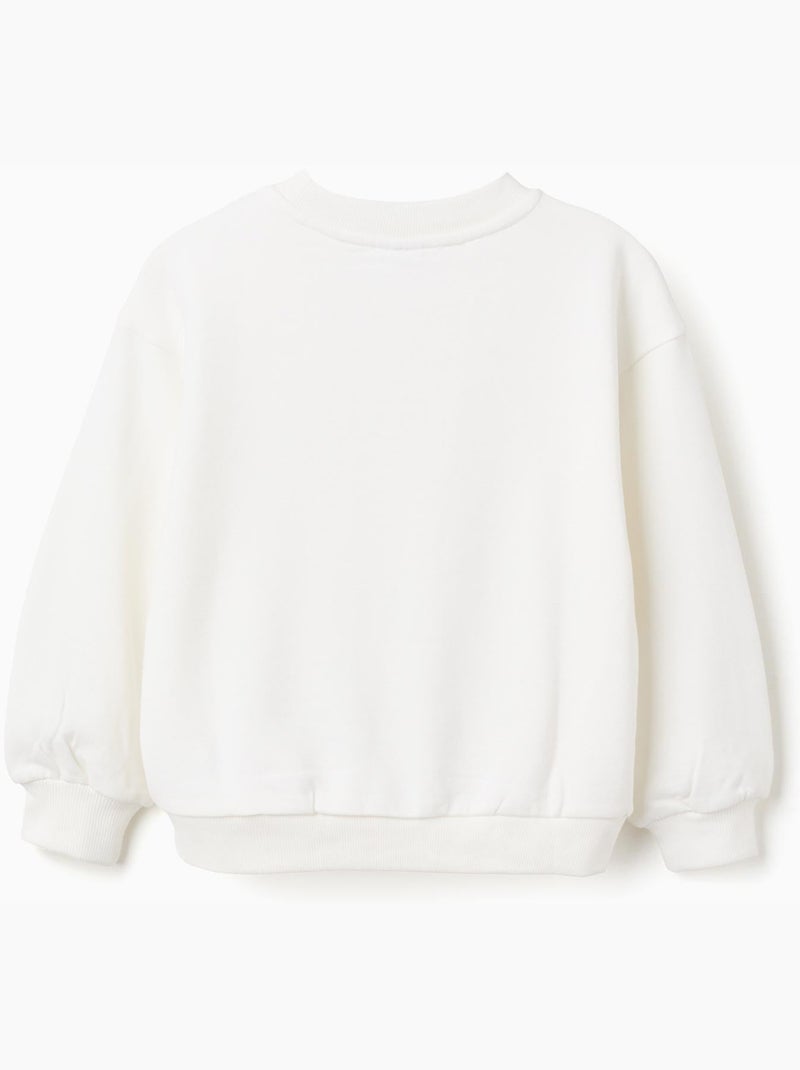 Sweat en coton avec imprimé coucher de soleil à l'avant Beige clair - Kiabi