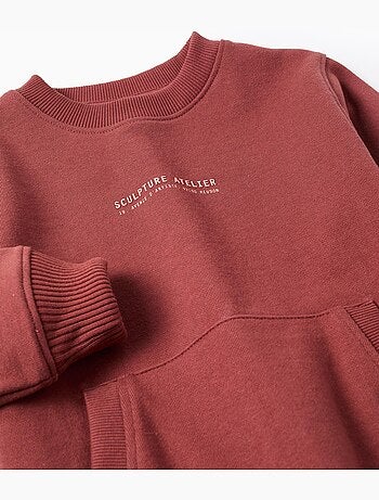 Sweat en coton avec imprimé en relief et poche