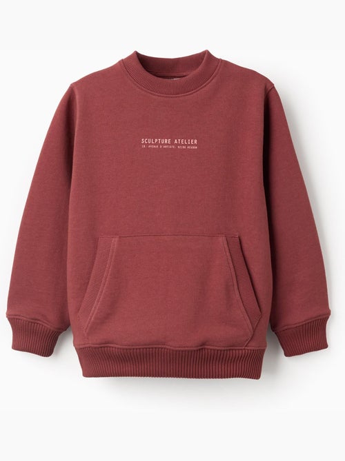 Sweat en coton avec imprimé en relief et poche - Kiabi