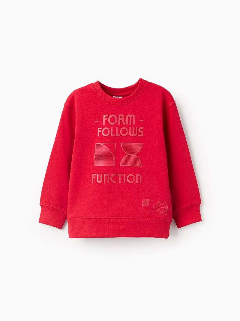 Sweat en Coton avec Imprimé en Relief Rouge - Kiabi