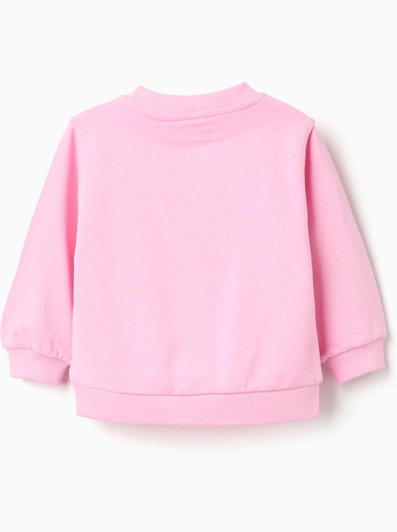 Sweat en coton avec imprimé floral à l'avant Rose - Kiabi