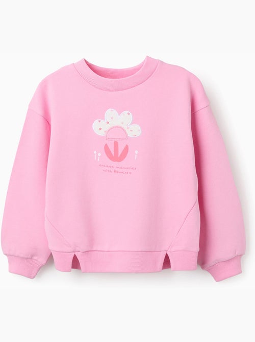 Sweat en coton avec imprimé floral à l'avant - Kiabi