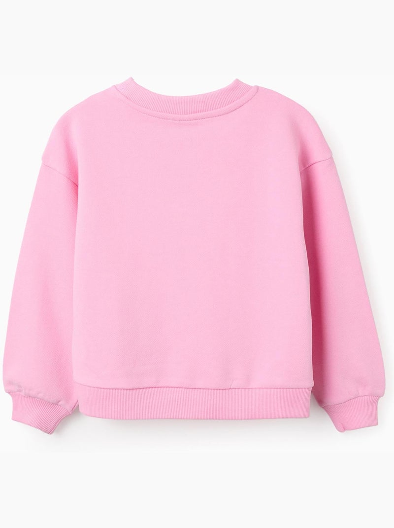 Sweat en coton avec imprimé floral à l'avant Rose - Kiabi
