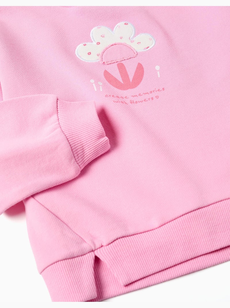 Sweat en coton avec imprimé floral à l'avant Rose - Kiabi