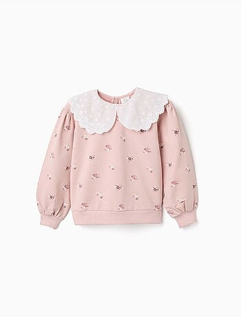 Sweat en coton avec imprimé floral et maxi col