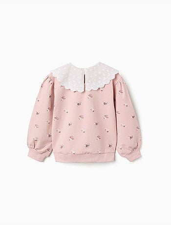Sweat en coton avec imprimé floral et maxi col