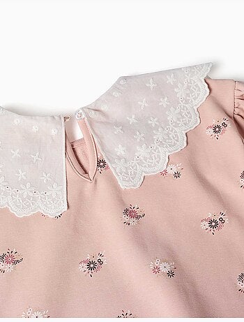 Sweat en coton avec imprimé floral et maxi col