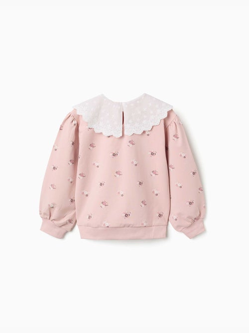 Sweat en coton avec imprimé floral et maxi col - Kiabi