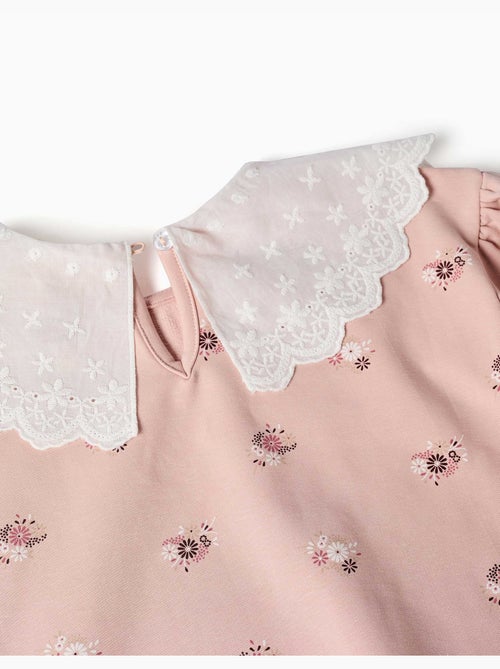 Sweat en coton avec imprimé floral et maxi col - Kiabi