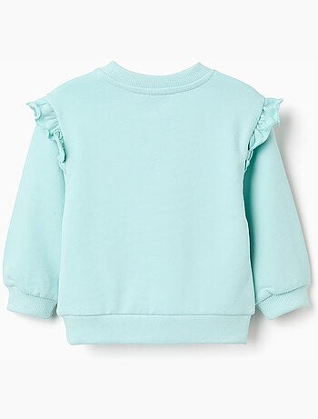 Sweat en coton avec imprimé floral et volants