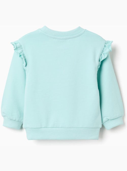 Sweat en coton avec imprimé floral et volants - Kiabi
