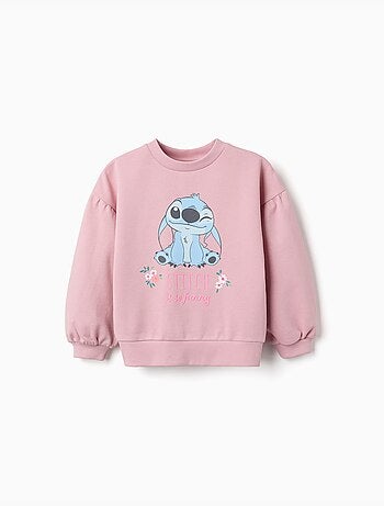Sweat en coton avec imprimé Stitch et épaules tombantes