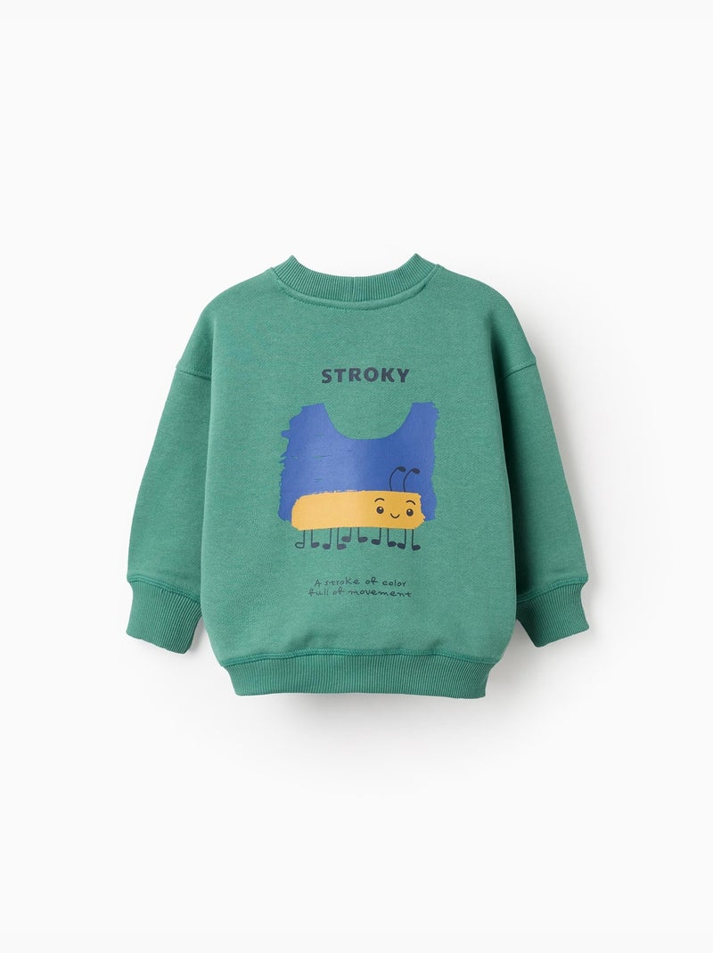 Sweat en coton avec imprimé Stroky Vert - Kiabi