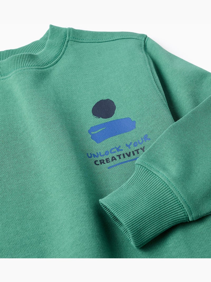 Sweat en coton avec imprimé Unlock Your Creativity Vert - Kiabi