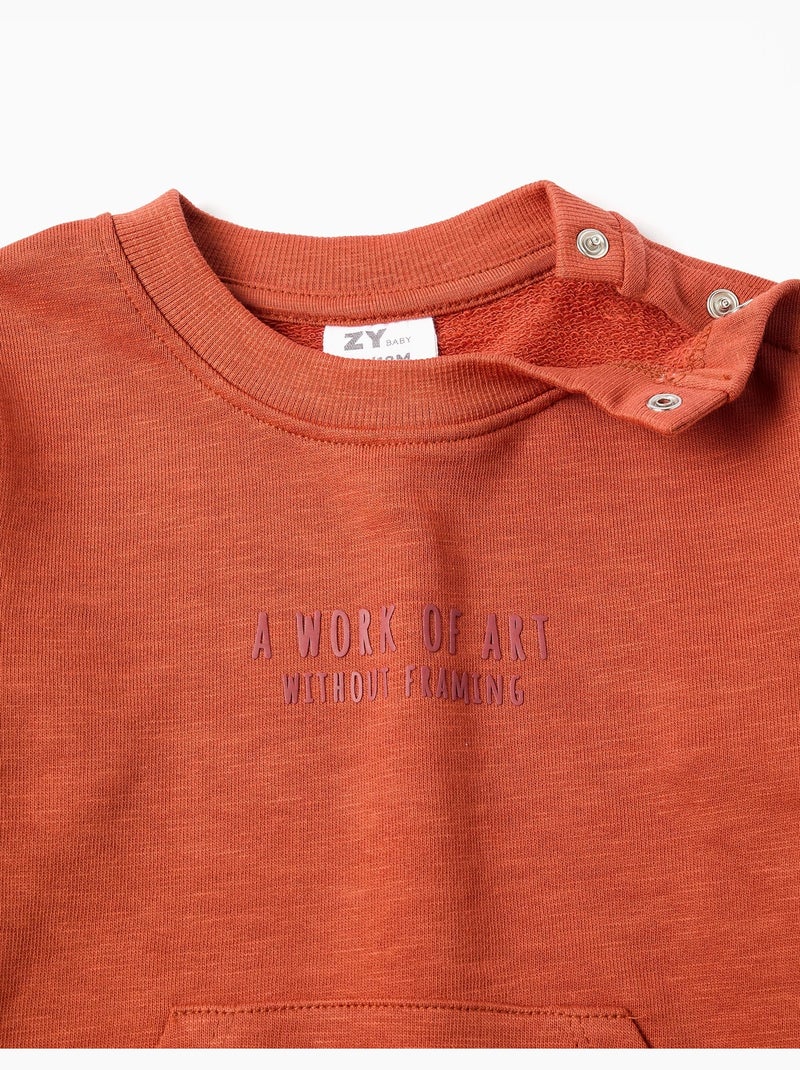 Sweat en coton avec imprimé Work of Art Orange - Kiabi