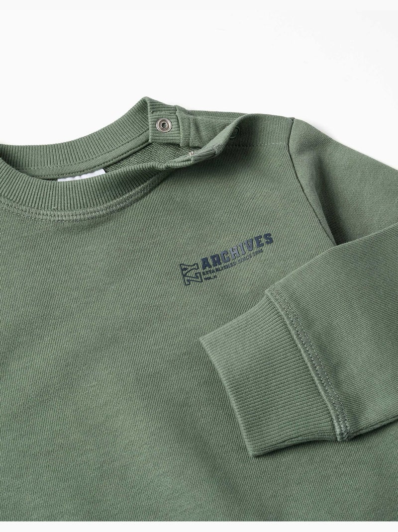 Sweat en coton avec imprimé ZY Vert foncé - Kiabi