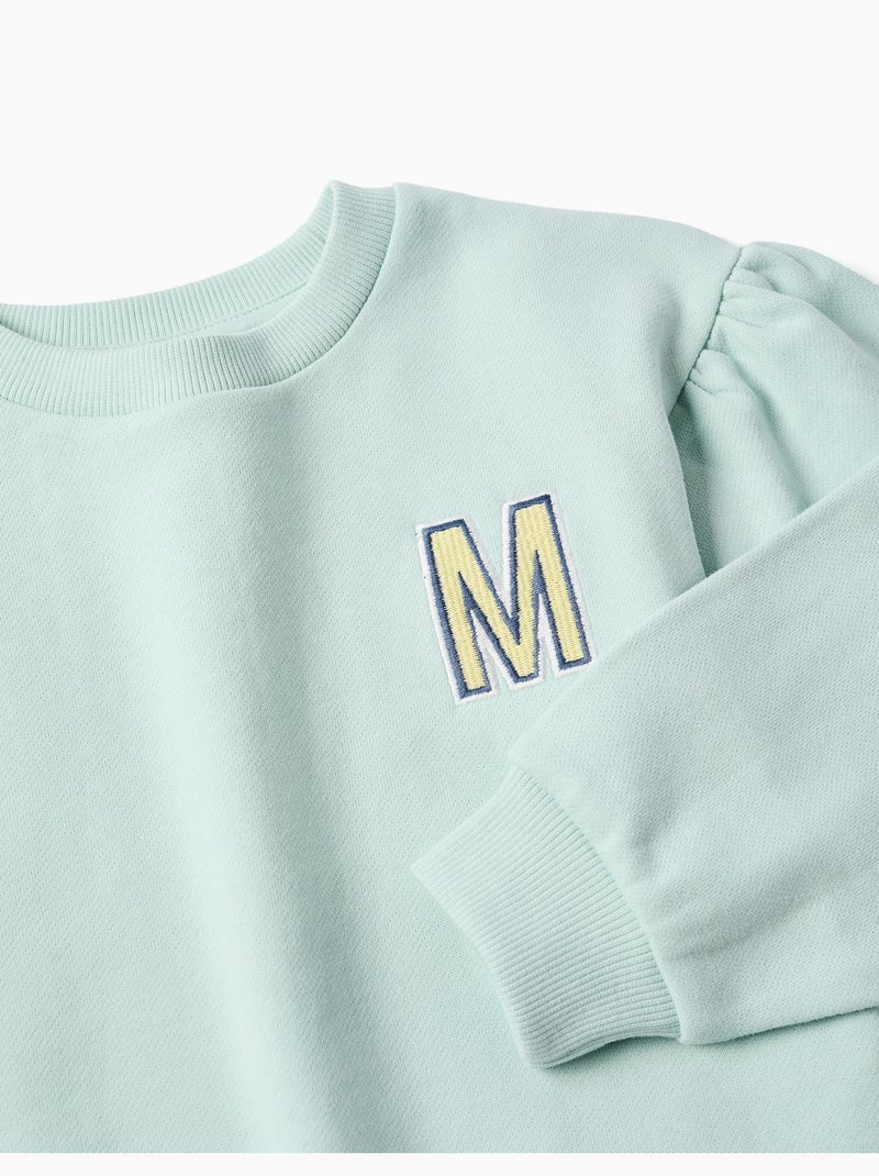 Sweat en coton avec M brodé Bleu clair - Kiabi