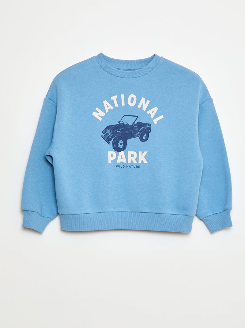 Sweat en coton avec motif au dos Bleu - Kiabi