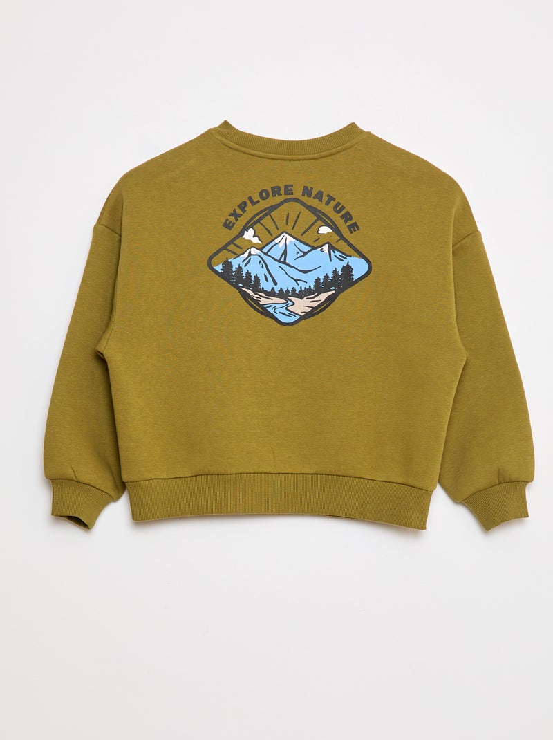 Sweat en coton avec motif au dos Vert - Kiabi
