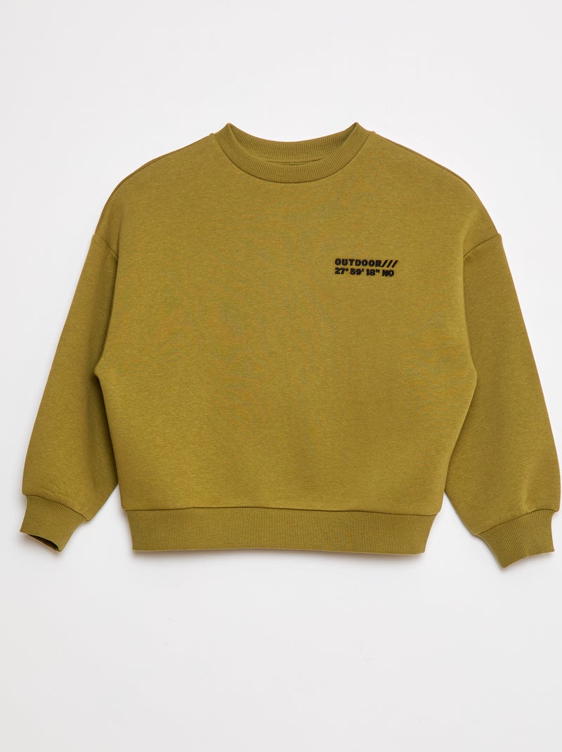 Sweat en coton avec motif au dos Vert - Kiabi