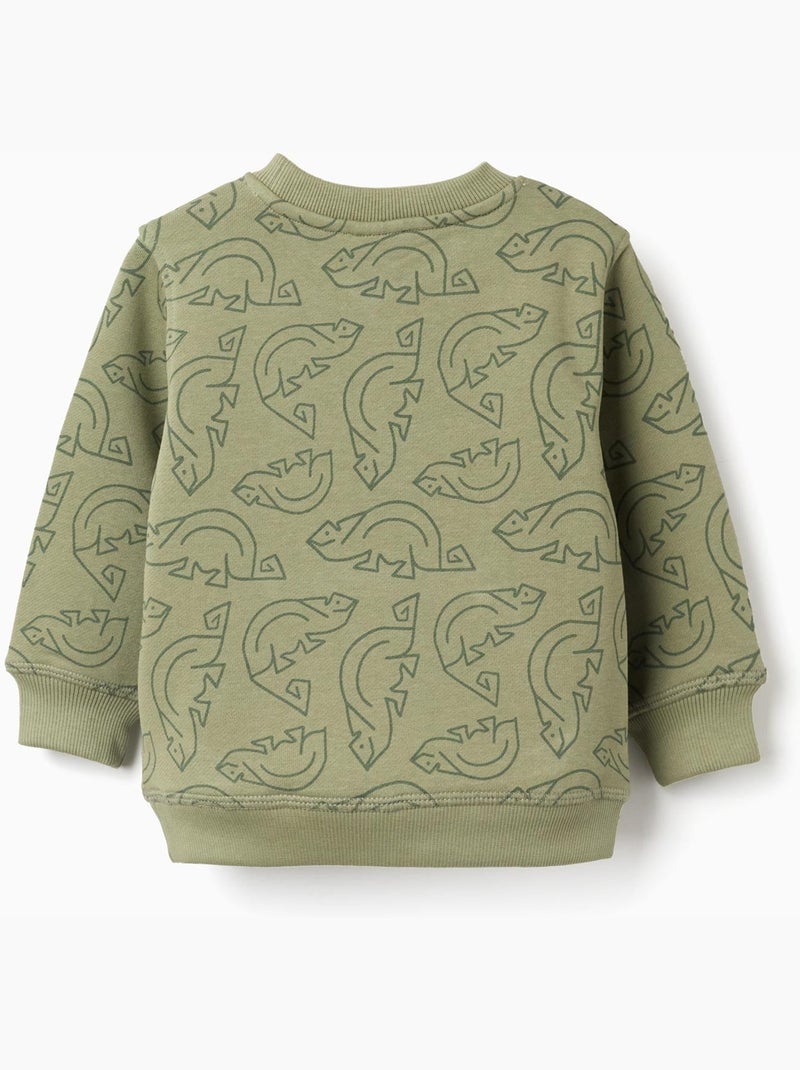 Sweat en coton avec motif caméléon Vert foncé - Kiabi