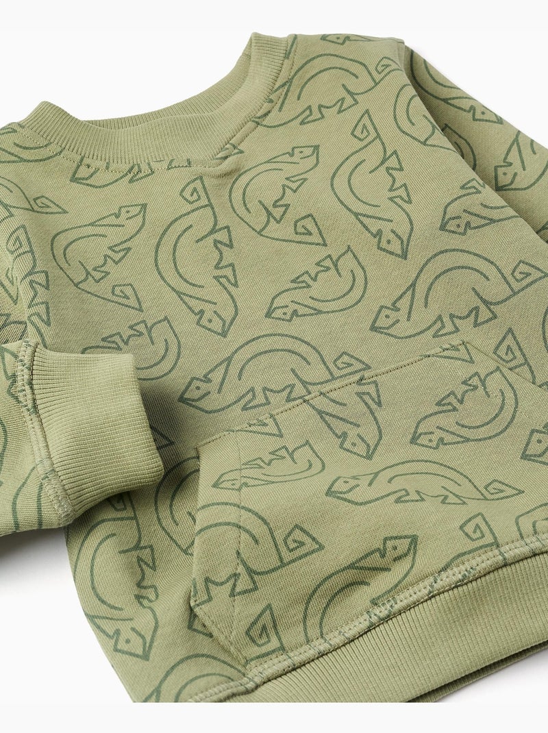 Sweat en coton avec motif caméléon Vert foncé - Kiabi