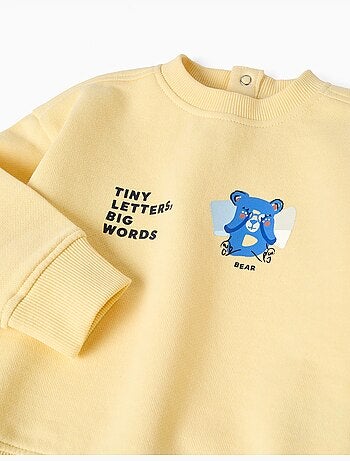 Sweat en coton avec ours et lettres imprimés