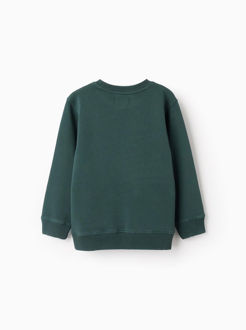 Sweat en Coton avec Poche Brothers & Sisters Vert foncé - Kiabi