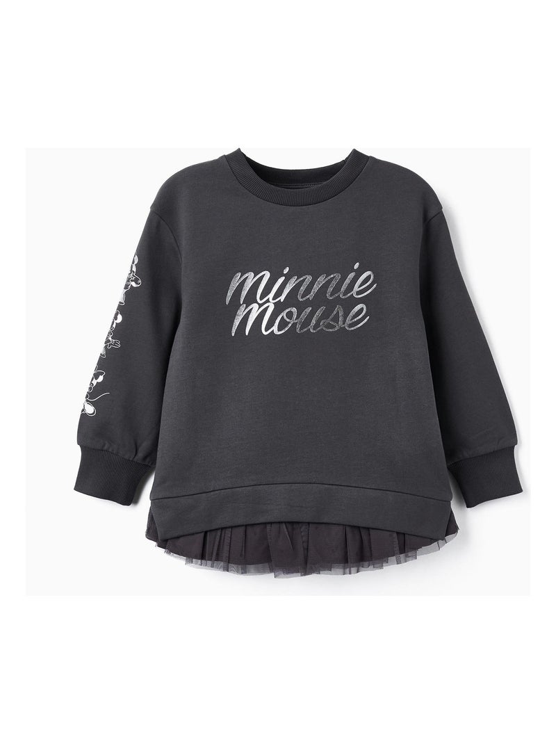 Sweat en coton avec tulle pour fille 'Minnie'   MINNIE Gris foncé - Kiabi