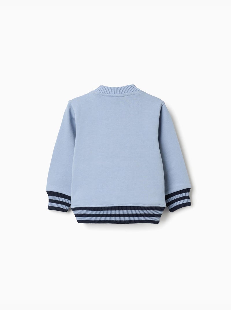 Sweat en coton avec une poche kangourou Bleu clair - Kiabi