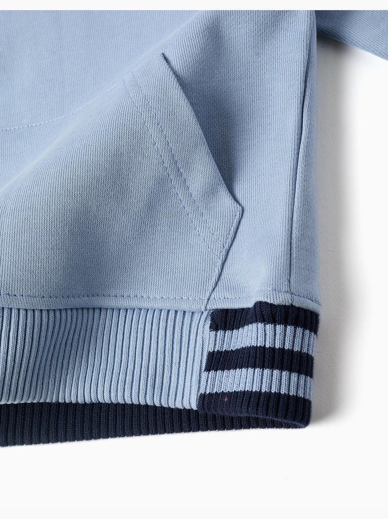Sweat en coton avec une poche kangourou Bleu clair - Kiabi