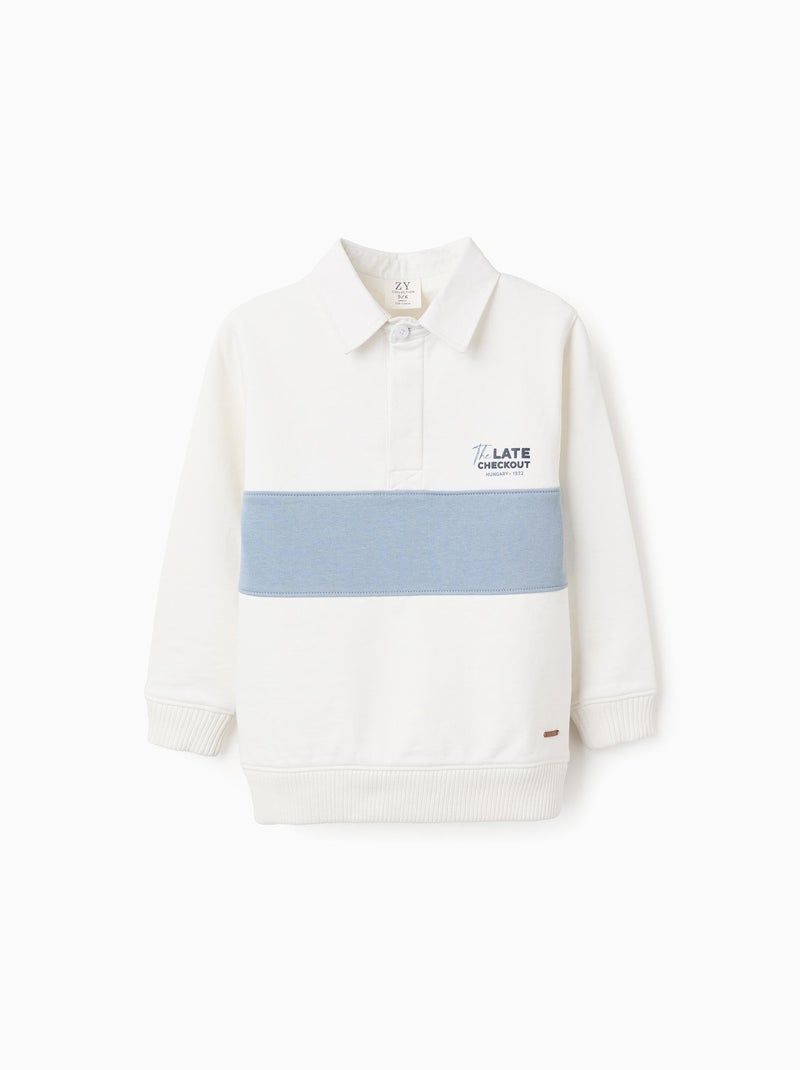 Sweat en Coton Late Checkout Blanc - Kiabi