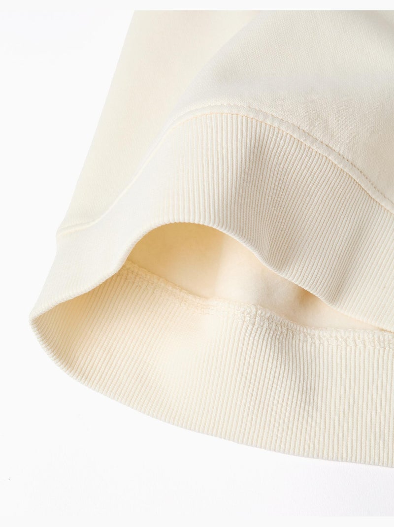 Sweat en coton peigné à capuche avec imprimé Blanc - Kiabi